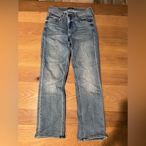 MOTHER Womens Faded Blue Straight Jeans